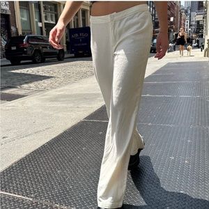 Brandy Melville low rise white linen pants